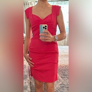 NWOT Nicole Miller Studio Red Stretchy Mini Dress With Ruched Details size 8